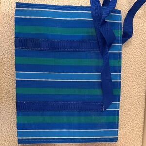 Blue and Green Striped Tote Bag